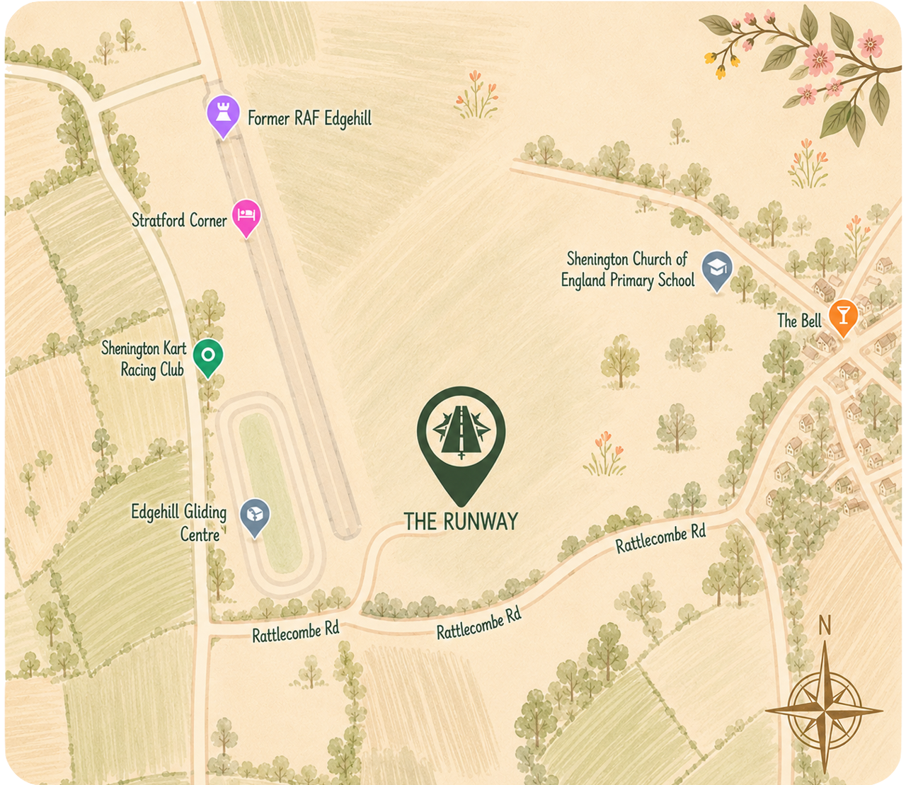 Map of The Runway Social at Shenington Airfield